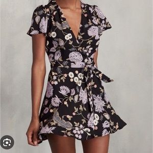 Reformation Penny Wrap Floral Mini Dress in Black Sz XS #0009